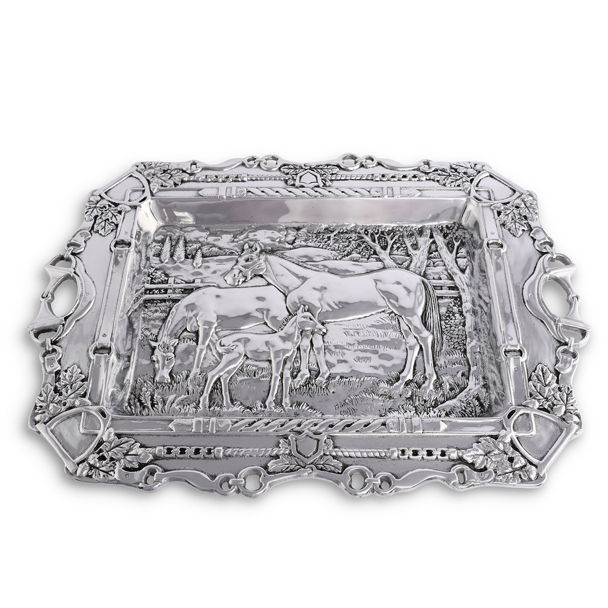 Arthur Court Grazing Horses Parlor Tray | Farm House Tack