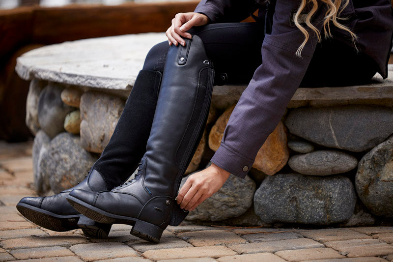 Women's Crown Zip-Up Riding Boot in Dark Brown Leather - Thursday