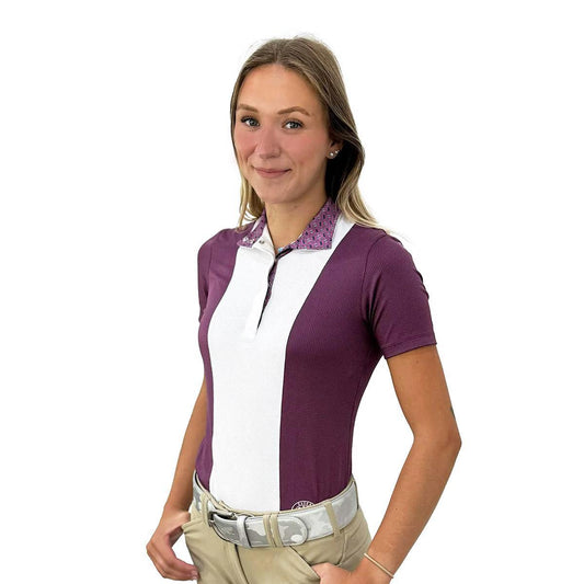 Essex Classics Ladies "Stirrups Plum " Luna Performance Short Sleeve Show Shirt