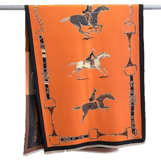 AWST Int'l Hunter Horses Acrylic Cashmere Scarf