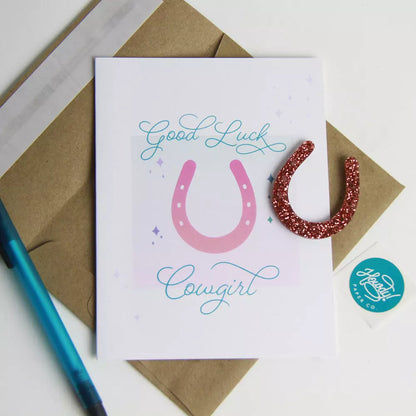 Good Luck Cowgirl Charm Card