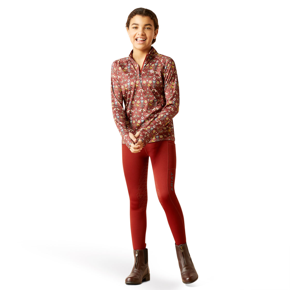 Ariat Youth Lowell 2.0 1/4 Zip Baselayer Print - Sale