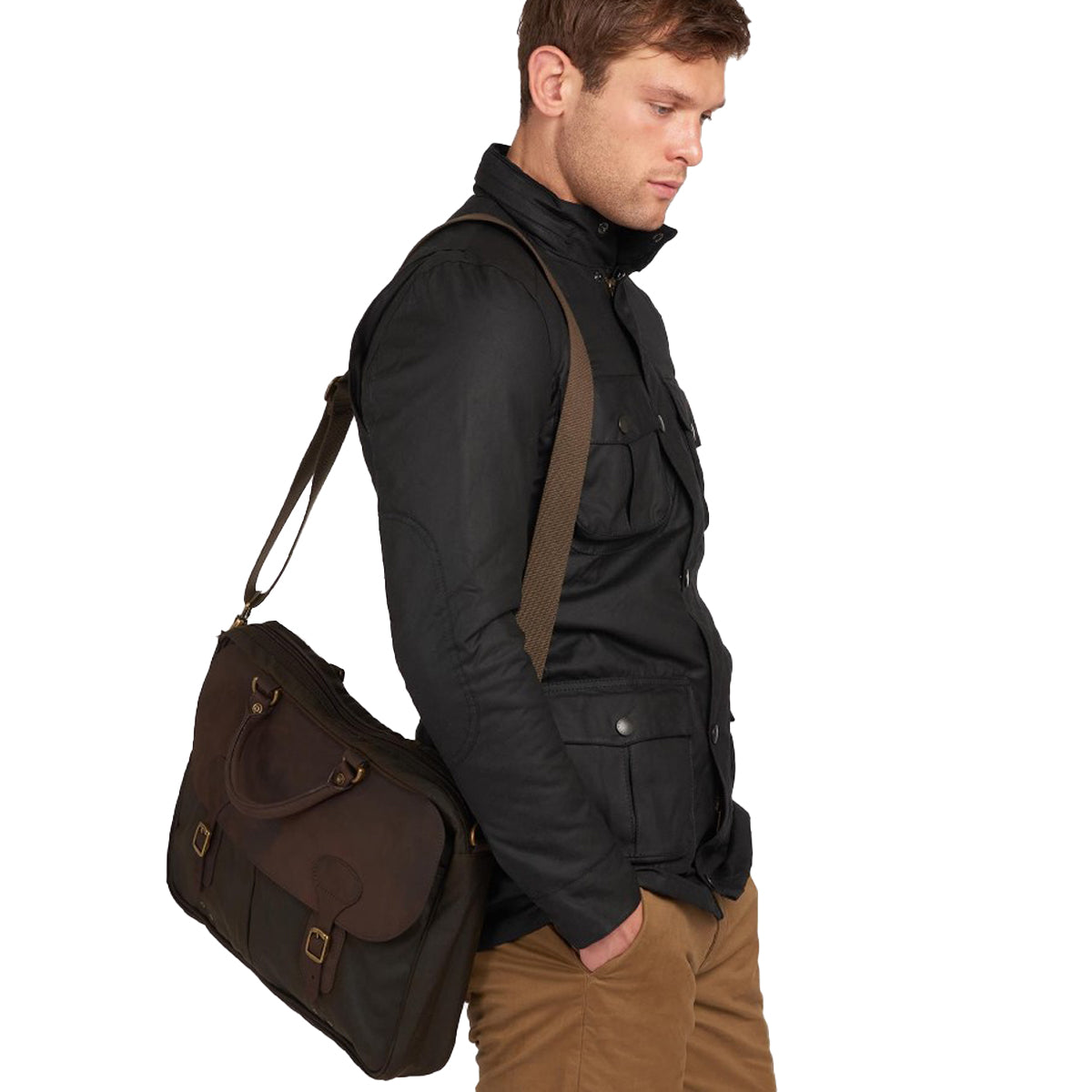 Barbour leather on sale messenger bag