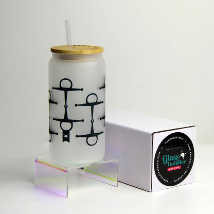 Full Cheek Glass Tumbler with Bamboo Lid and Straw