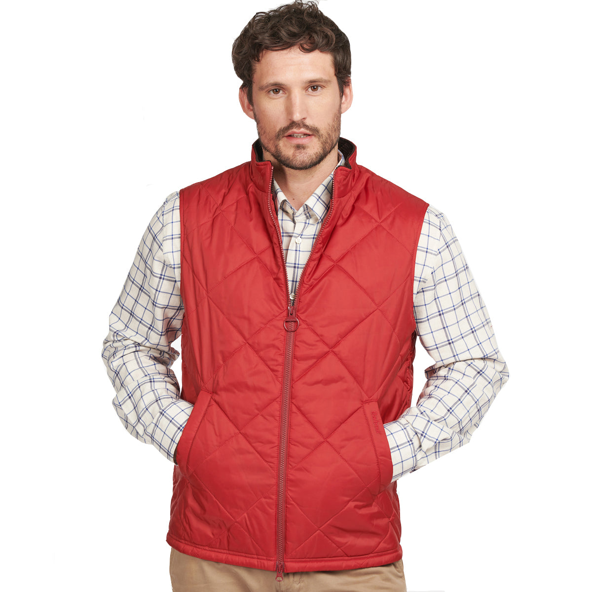 Barbour vest store mens red