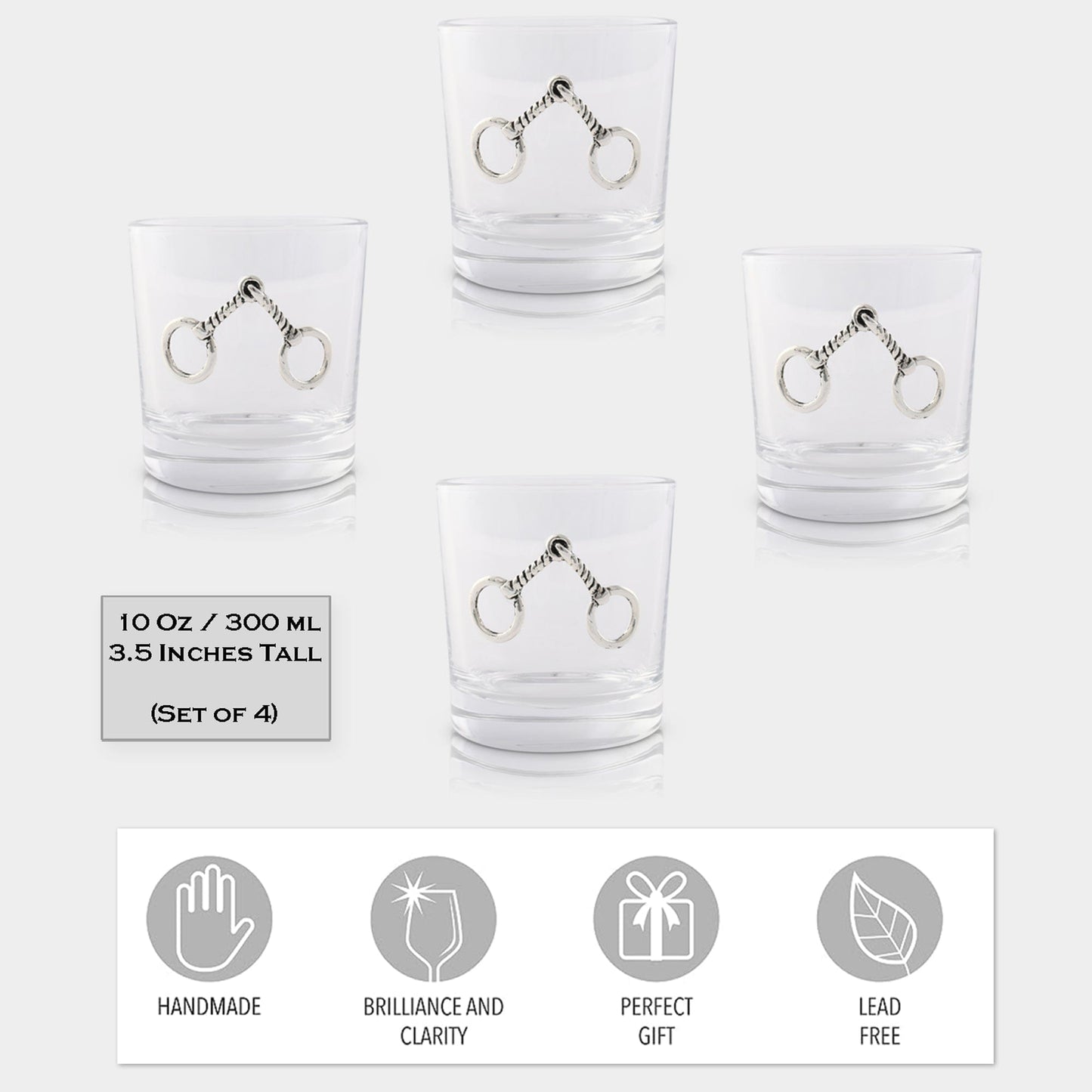 Arthur Court Equestrian Bit Bar Glasses Set of 4