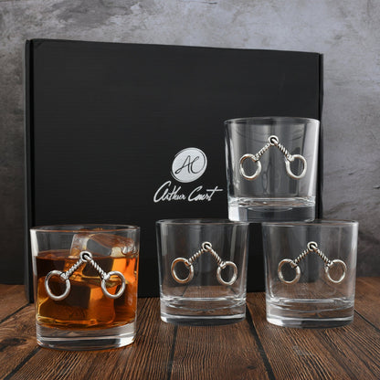 Arthur Court Equestrian Bit Bar Glasses Set of 4