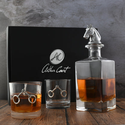 Arthur Court Equestrian Decanter Set with Glasses