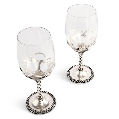 Arthur Court Equestrian Pair of Wine Glasses