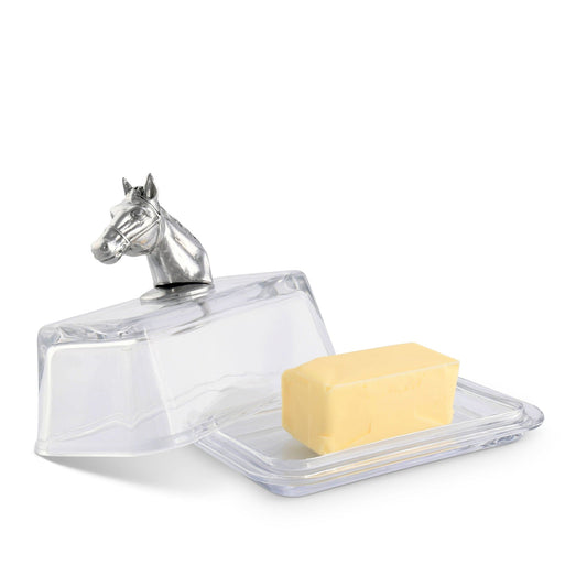 Glass Butter Dish - Horse Head