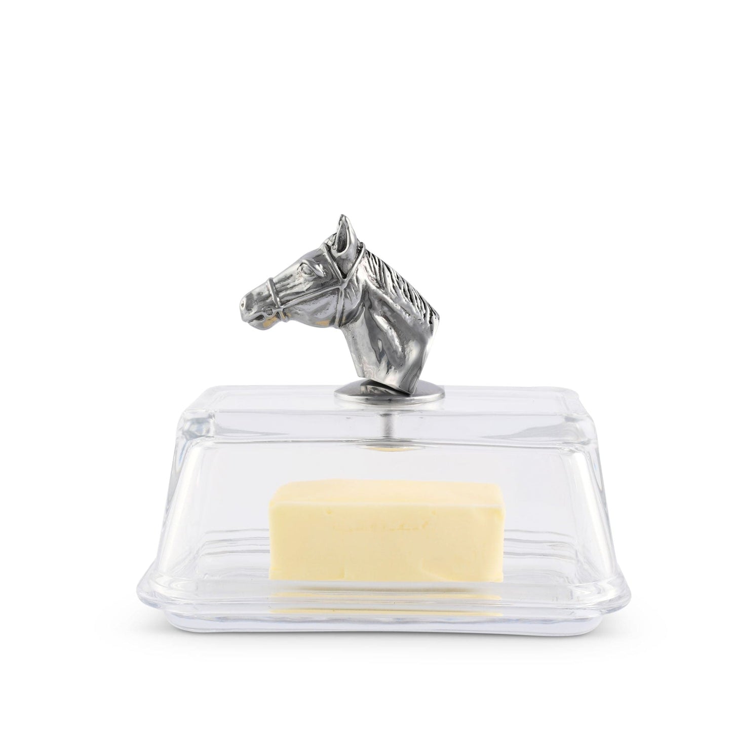 Glass Butter Dish - Horse Head