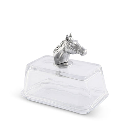 Glass Butter Dish - Horse Head