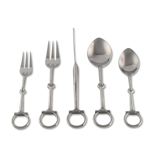 Vagabond House Bit Five piece Flatware Set - Stainless Steel Matt Silver