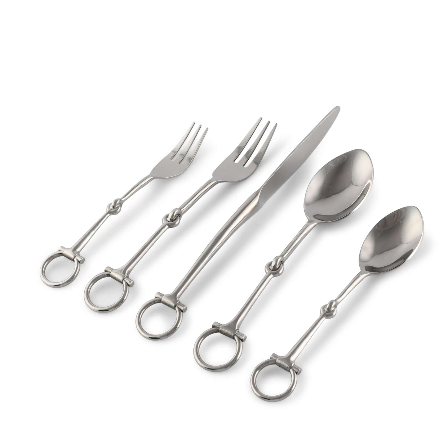 Vagabond House Bit Five piece Flatware Set - Stainless Steel Matt Silver