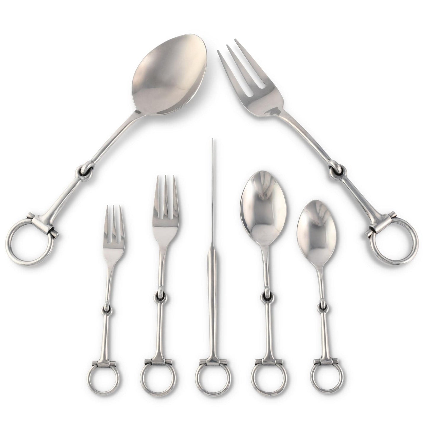 Vagabond House Bit Five piece Flatware Set - Stainless Steel Matt Silver