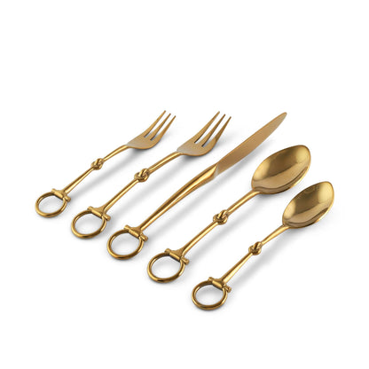 Vagabond House Bit  Five piece Flatware Set - Stainless Steel Shiny Gold