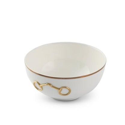 Vagabond House Gold Bit Bone China Round Cereal Bowl Gold Rim