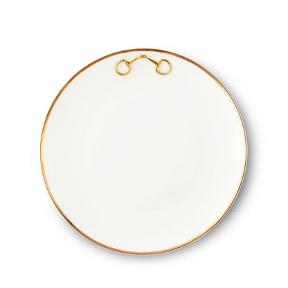 Vagabond House Gold Bit Bone China Round Salad / Dessert Plate Gold Rim