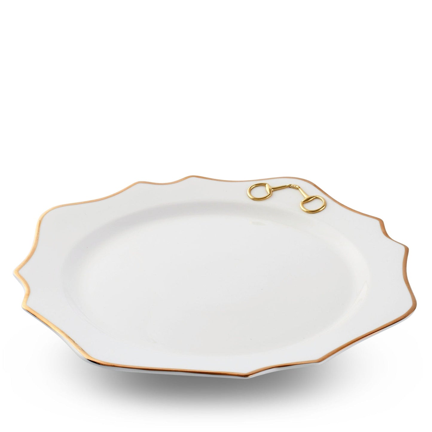 Vagabond House Gold Bit Bone China Scallop Charger Gold Rim