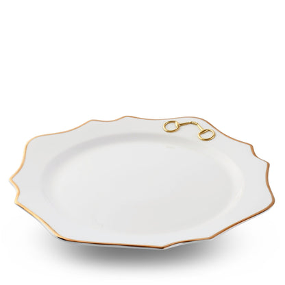 Vagabond House Gold Bit Bone China Scallop Charger Gold Rim