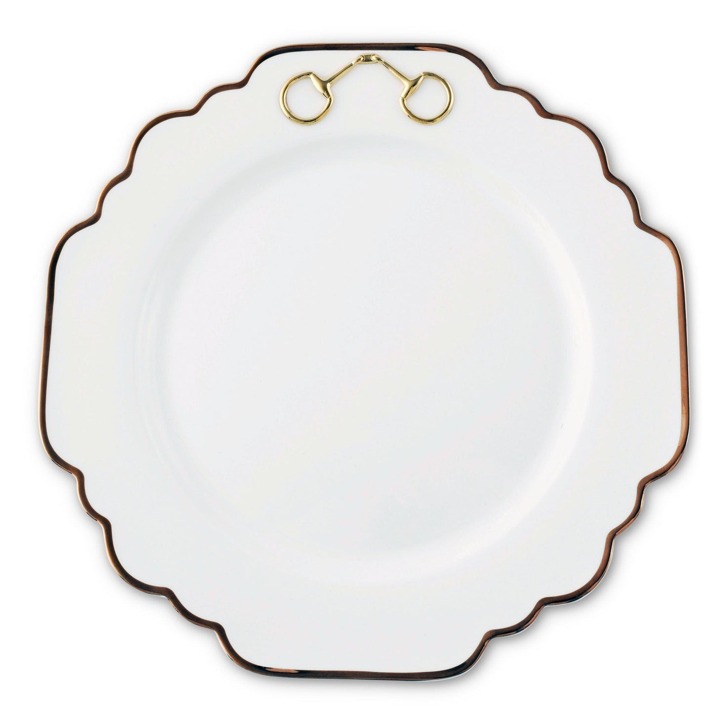 Vagabond House Gold Bit Bone China Scallop Dinner Plate Gold Rim