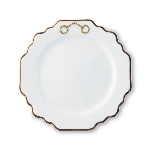 Vagabond House Gold Bit Bone China Scallop Salad Plate Gold Rim