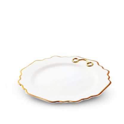 Vagabond House Gold Bit Bone China Scallop Salad Plate Gold Rim