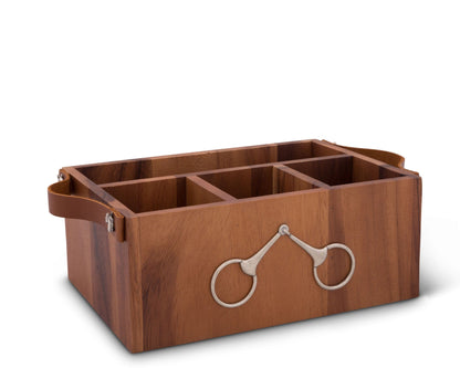 Vagabond House Flatware Caddy- Horse Bits Leather Handles