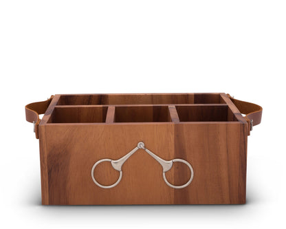 Vagabond House Flatware Caddy- Horse Bits Leather Handles