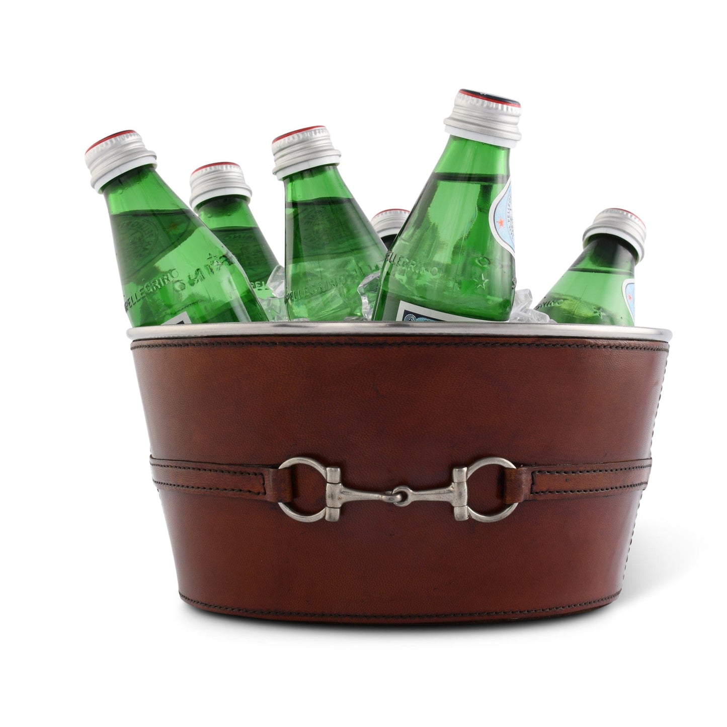 Vagabond House Premium Genuine Leather Bit Ice Tub – Sophisticated Beverage Cooler