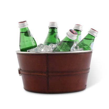 Vagabond House Premium Genuine Leather Bit Ice Tub – Sophisticated Beverage Cooler