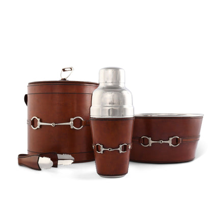 Vagabond House Premium Genuine Leather Bit Ice Tub – Sophisticated Beverage Cooler