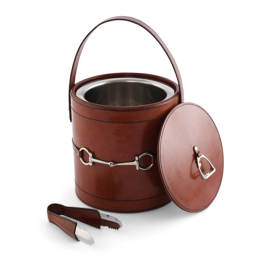 Vagabond House Premium Genuine Leather Bit Lidded Ice Bucket