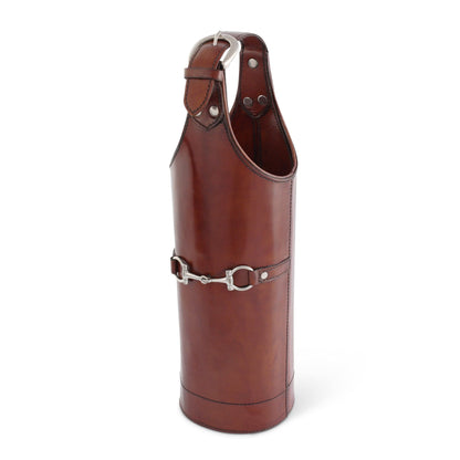 Vagabond House Premium Genuine Leather Bit Single Wine Bottle Carrier