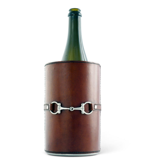 Vagabond House Premium Genuine Leather Bit Wine Bottle Chiller  - Stainless Lined