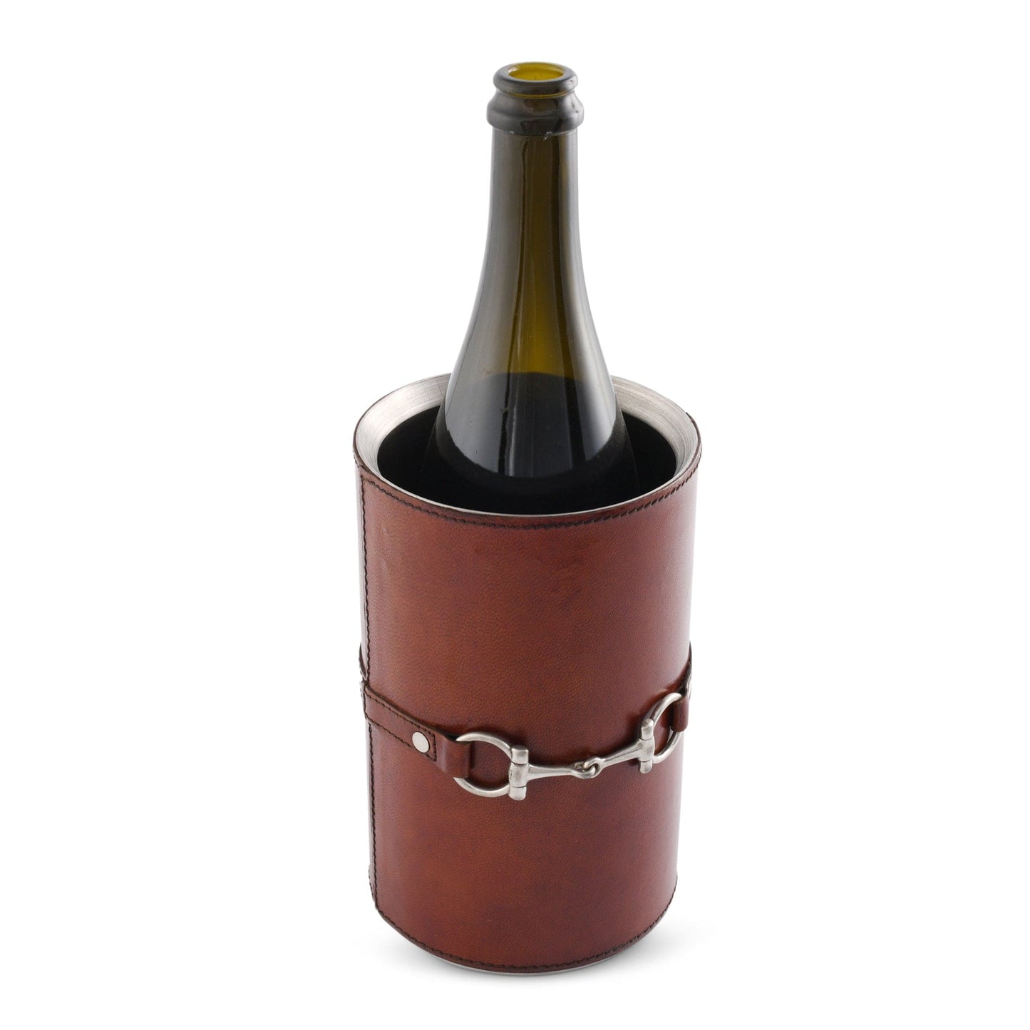 Vagabond House Premium Genuine Leather Bit Wine Bottle Chiller  - Stainless Lined