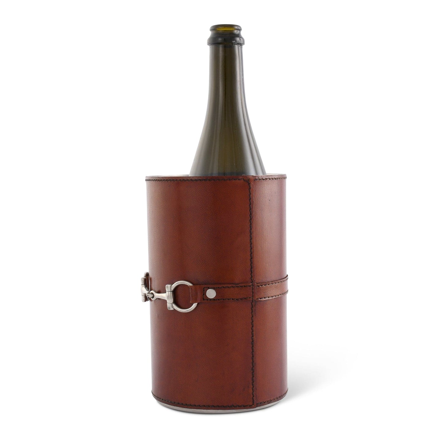 Vagabond House Premium Genuine Leather Bit Wine Bottle Chiller  - Stainless Lined