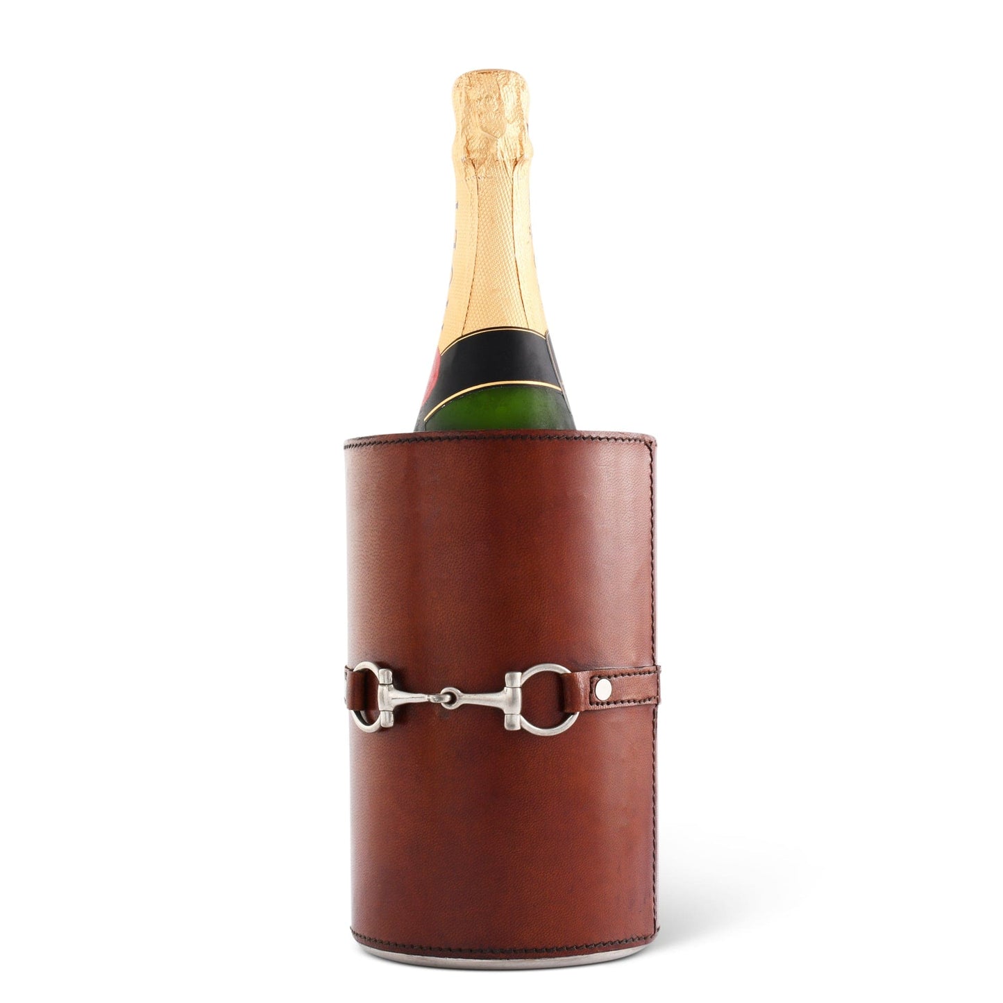 Vagabond House Premium Genuine Leather Bit Wine Bottle Chiller  - Stainless Lined