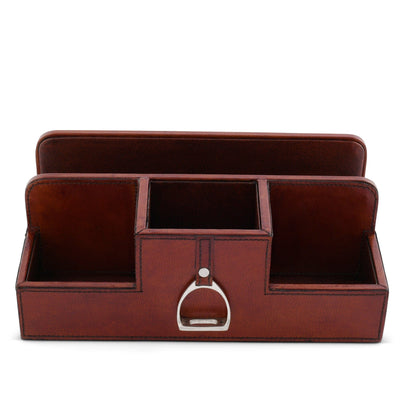 Vagabond House Premium Genuine Leather Stirrup Desk Organizer for Office