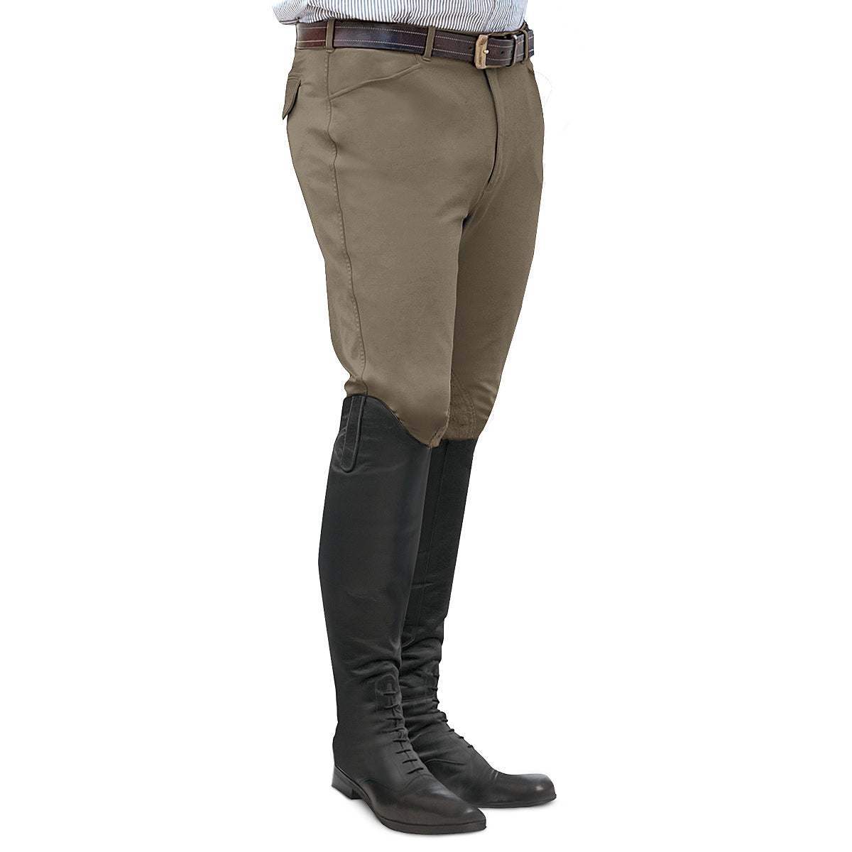 Ovation Men's EuroWeave Front Zip 4-Pocket Knee Patch Breeches