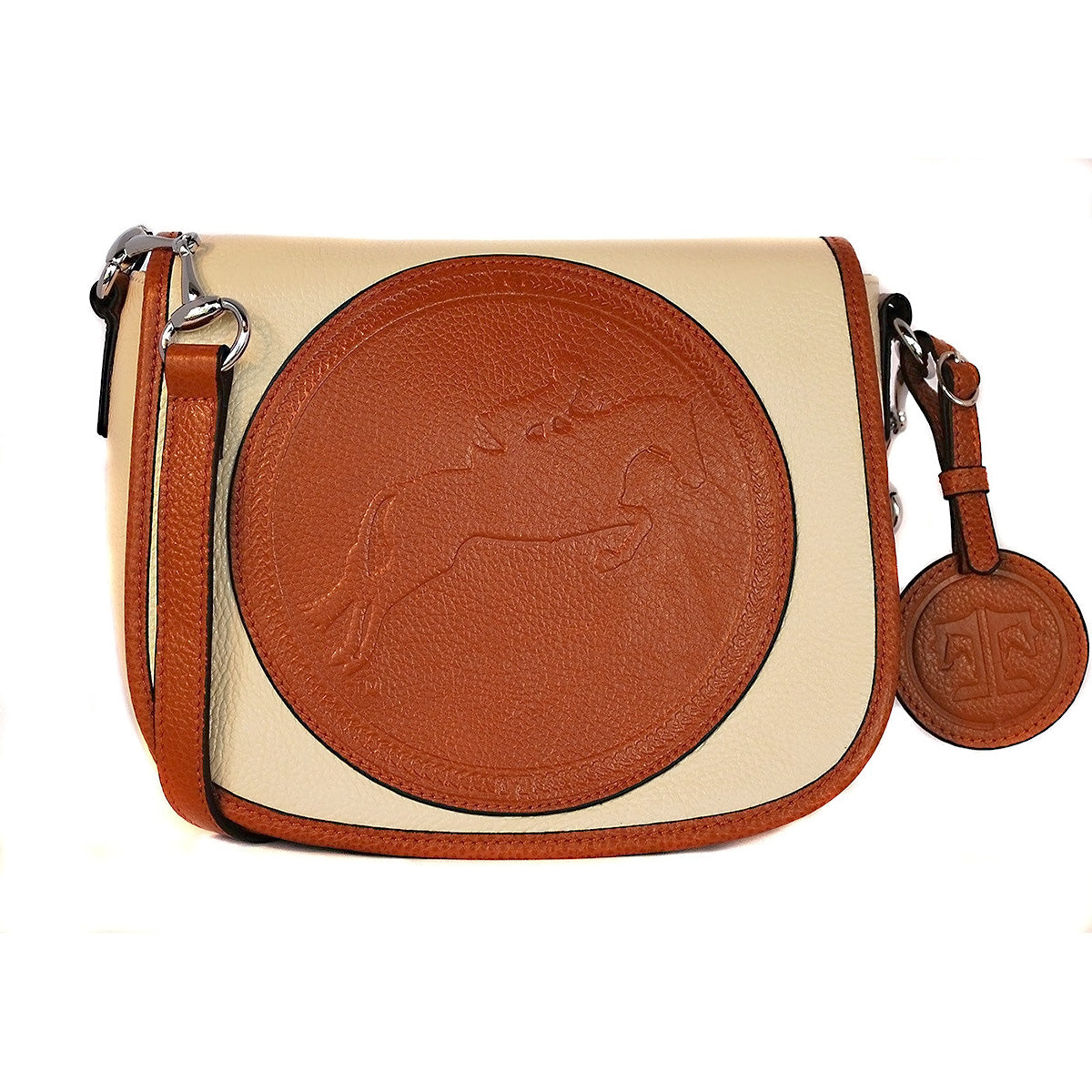 Vintage embossed elephants oversized orange leather handbags